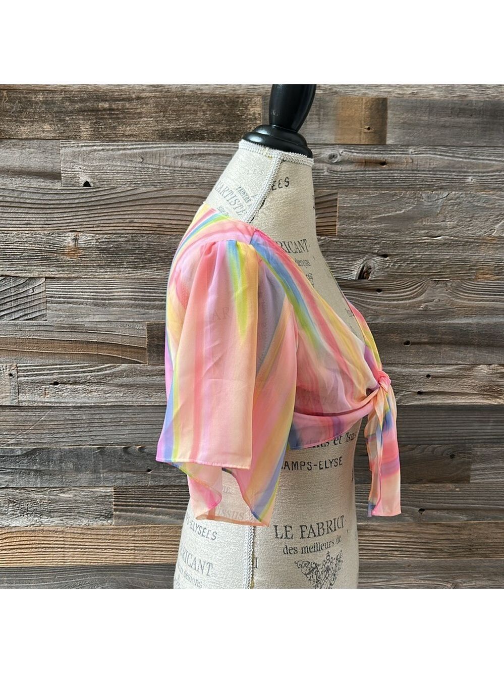 NWT Beach Bunny Mae Tie Front Crop Top Beach Coverup Stripe Size Small - Picture 3 of 9